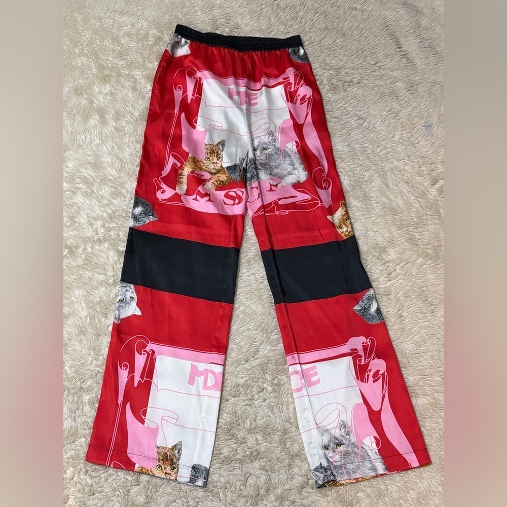 NWT MSGM x Lorenza Longhi Cat Print Pants - Size 4